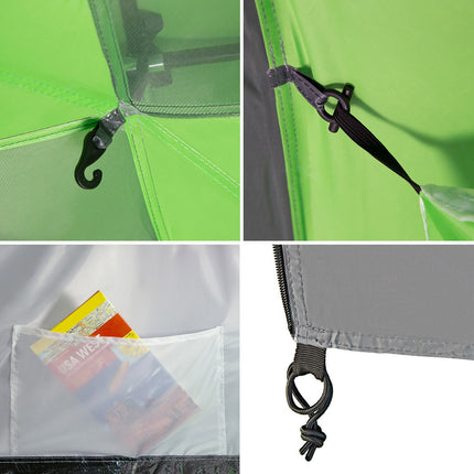 Camping Tent, 4-Person, Green-Gray, Waterproof