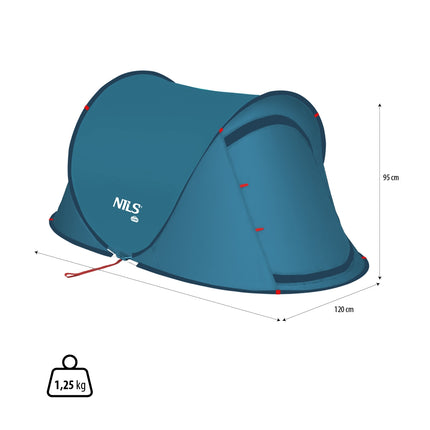 Camping Tent, Blue, 4-Person, Waterproof