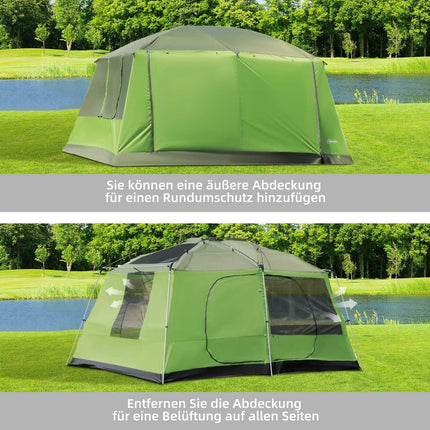 Family Dome camping tent, 4-8 people, 2 sleeping cabins