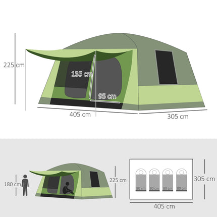 Family Dome camping tent, 4-8 people, 2 sleeping cabins