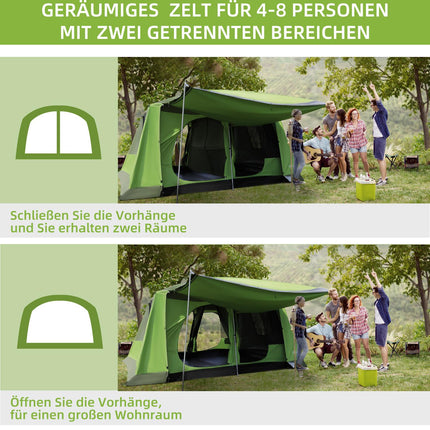 Family Dome camping tent, 4-8 people, 2 sleeping cabins
