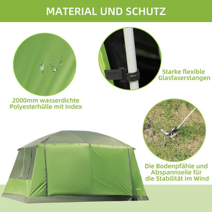 Family Dome camping tent, 4-8 people, 2 sleeping cabins