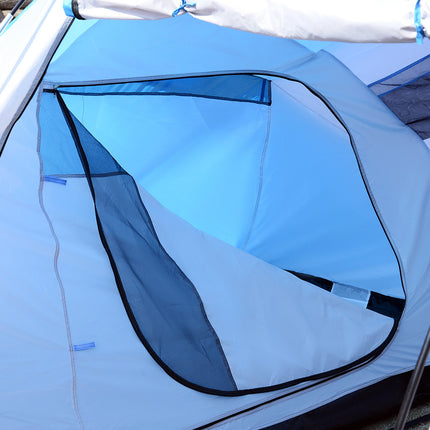 Camping tunnel tent for 4-6 people, 2 cabins, blue