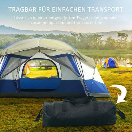 Camping tent for 6-8 people, waterproof dome with vestibule