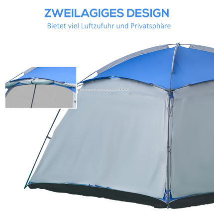 8-person family camping tent with window, blue, waterproof