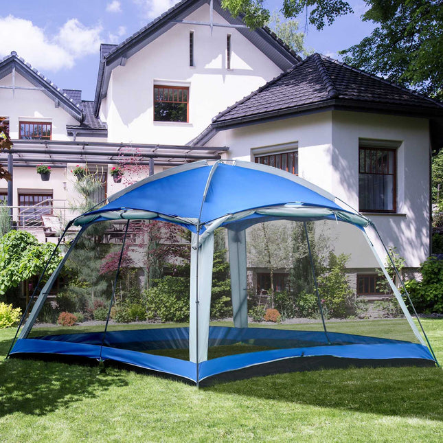 8-person family camping tent with window, blue, waterproof