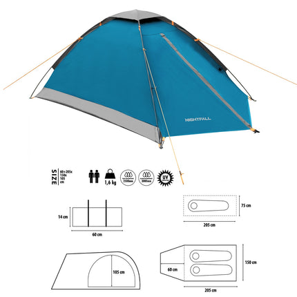 Camping Tent, Gray/Light Gray, 2-Person