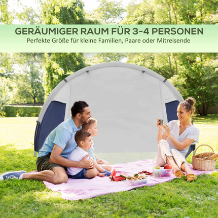 Camping Tent for 3-4 People, Waterproof, Blue