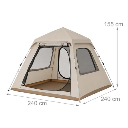 Camping Tent for 3–4 People with Awning, UV Protection