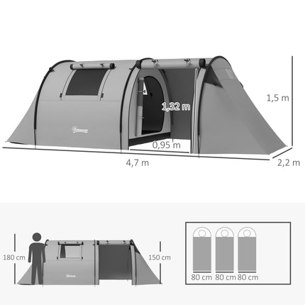 Camping Tent for 4 People, Waterproof, 2-Room Design
