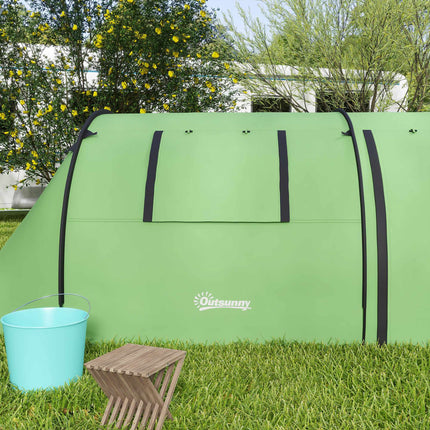 Camping Tent for 4, Waterproof, 2-Room, Dark Green