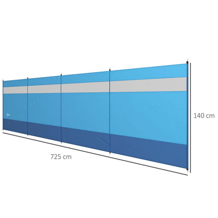 Camping windbreak, 4 panel blue privacy screen with window