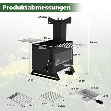 Camping Wood Stove with Pot Stand & Oven Pan