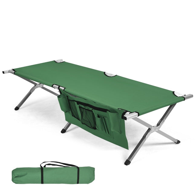 Campingbed kampeerbed opvouwbaar campingbed eenpersoonsbed opvouwbaar bed met zijvak 190 x 73 x 42cm groen