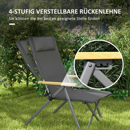 Folding camping chair - adjustable backrest, headrest, with carrying bag