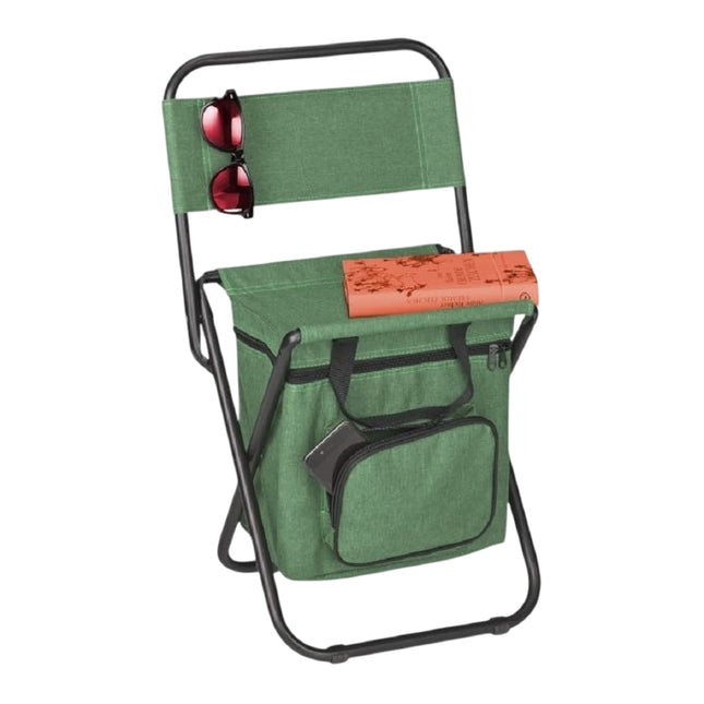 Kampeerstoel met rugleuning groen
