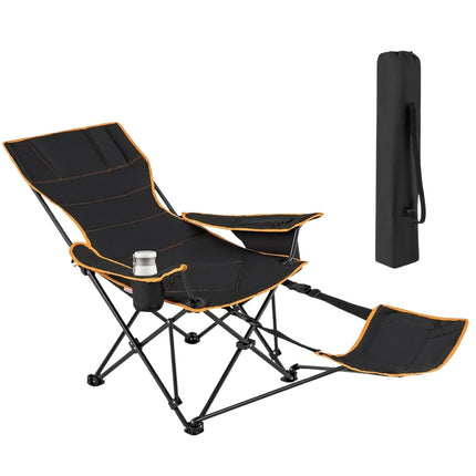 Camping chair with removable footrest & drink holder & cooler bag. Folding fishing chair