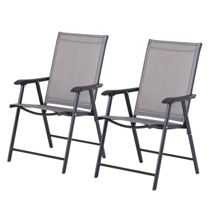 Camping folding chairs Set of 2, metal, armrests, gray