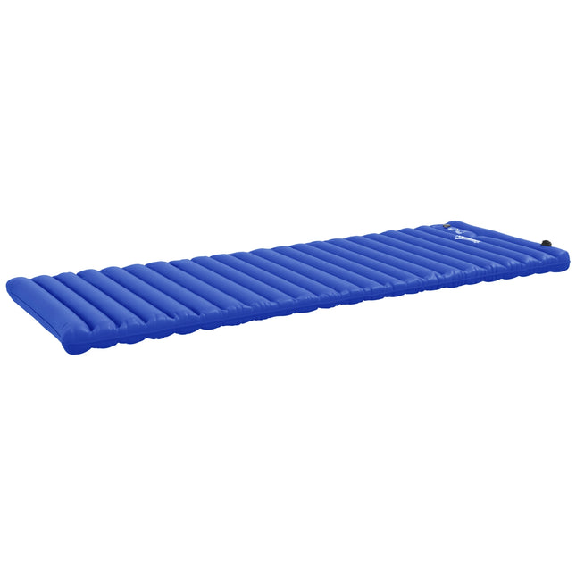 Campingslaapmat, luchtbed met voetpomp, waterafstotend luchtbed met draagtas, slaapmat, draagvermogen tot 120 kg, blauw