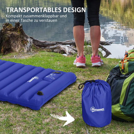 Camping air mattress with foot pump, water repellent, 120 kg capacity