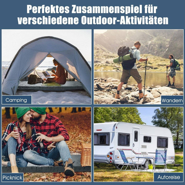 Kampeerslaapmat, kampeermatras van traagschuim, lichtgewicht slaapmat met flanellen hoes, 183 x 62,5 x 6,5 cm, grijs