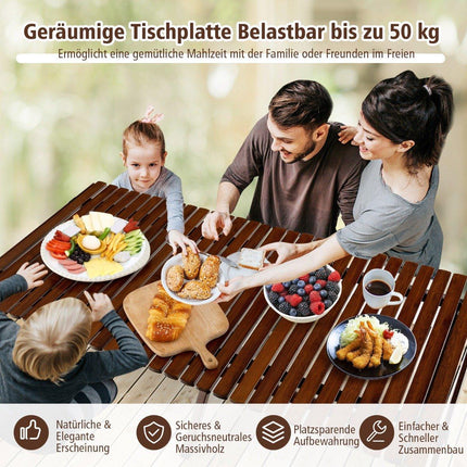 Camping table folding picnic table with carry bag roll-up bamboo table 122 x 60 x 43.5 cm coffee