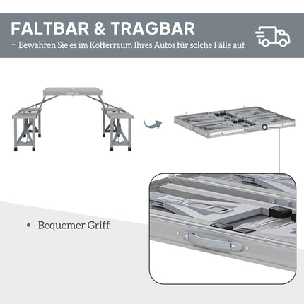 Folding aluminum camping table with 4 chairs - lightweight