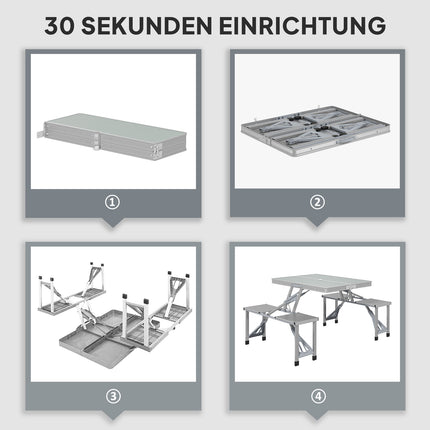 Folding aluminum camping table with 4 chairs - lightweight