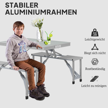 Folding aluminum camping table with 4 chairs - lightweight