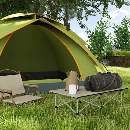 Folding aluminum camping table - light, 95 x 55 cm, khaki