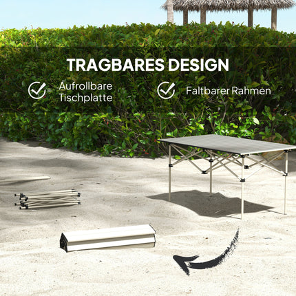 Folding aluminum camping table - light, 95 x 55 cm, khaki