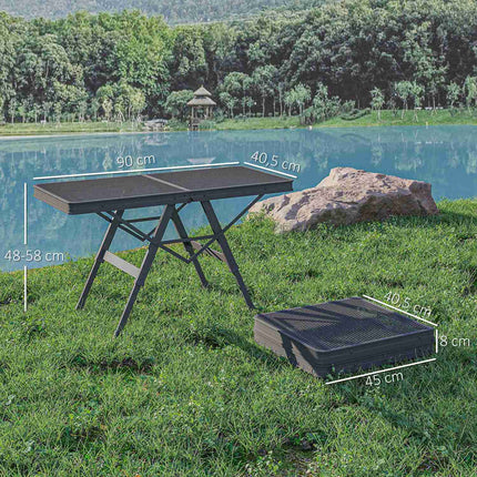 Folding aluminum camping table - Adjustable in height, 90x40.5 cm