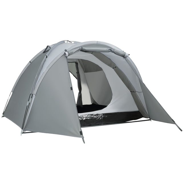 Kampeertent Voor 2-3 Personen Koepeltent Met Deur, Gaasraam, Transporttas, Pu2000Mm, Grijs