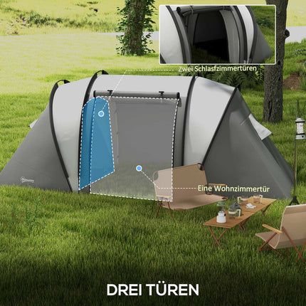 Lightweight water-repellent family tent for 4-5 people