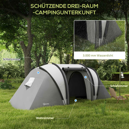 Lightweight water-repellent family tent for 4-5 people