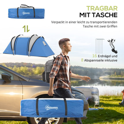 Lightweight tent for 4-5 people, water-repellent, 3 rooms