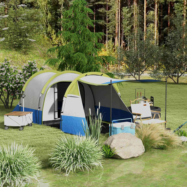 3-person tunnel tent, windproof, 2 rooms, water-repellent