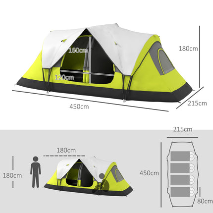 8-person tunnel tent, 2 rooms, windproof, water-repellent