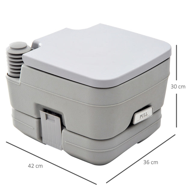 Campingtoilet, opvouwbaar reistoilet, max. draagvermogen tot 200 kg, 10L vouwtoilet, droog separaat toilet voor kamperen, wandelen, reizen, vissen, grijs Aosom