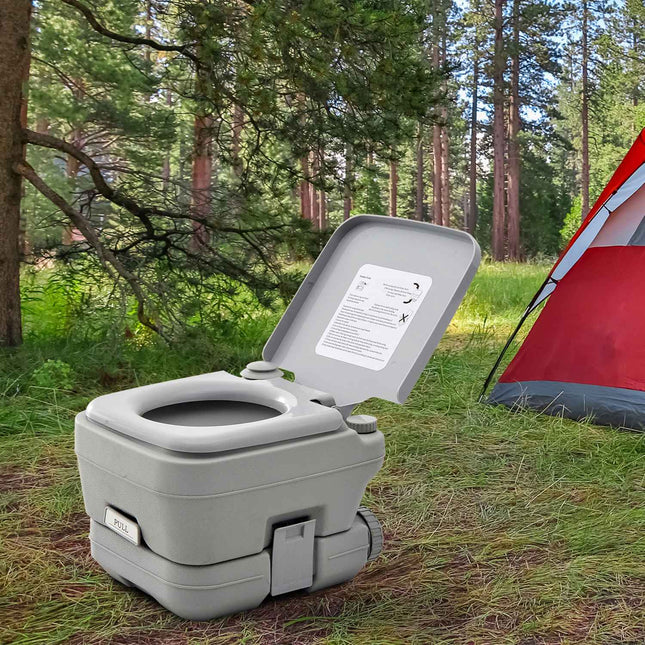 Campingtoilet, opvouwbaar reistoilet, max. draagvermogen tot 200 kg, 10L vouwtoilet, droog separaat toilet voor kamperen, wandelen, reizen, vissen, grijs Aosom