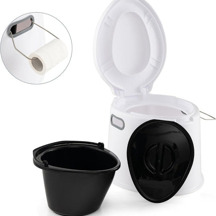 Camping toilet portable travel toilet mobile toilet with removable bucket insert white