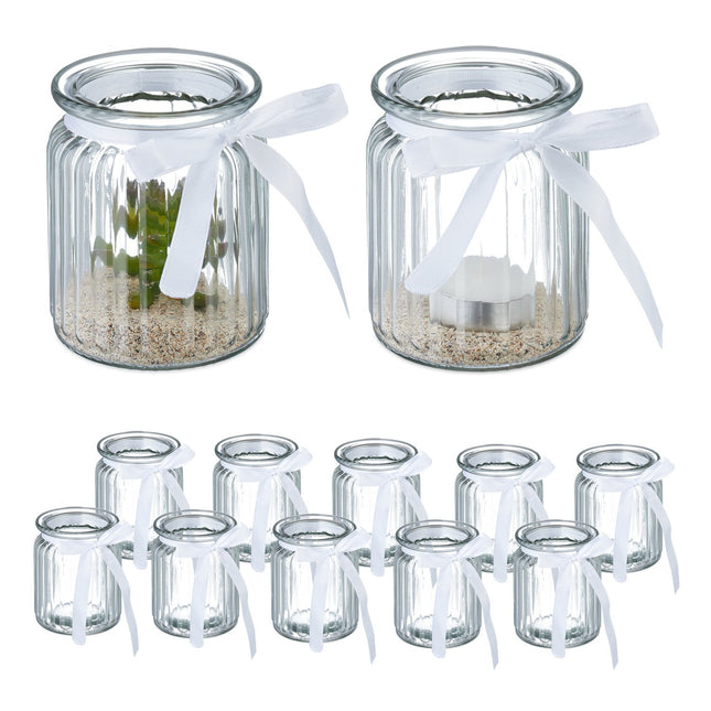 Candle Holders Set of 12 with Decorative Bows