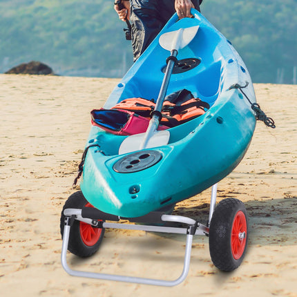 Canoe and kayak cart, foldable with PU wheels, 90 kg capacity