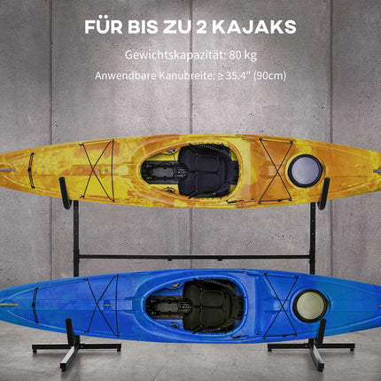 Adjustable metal kayak and canoe stand - Holds 2 boards