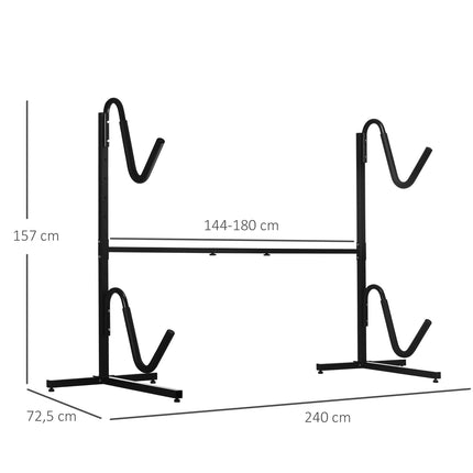 Adjustable metal kayak and canoe stand - Holds 2 boards