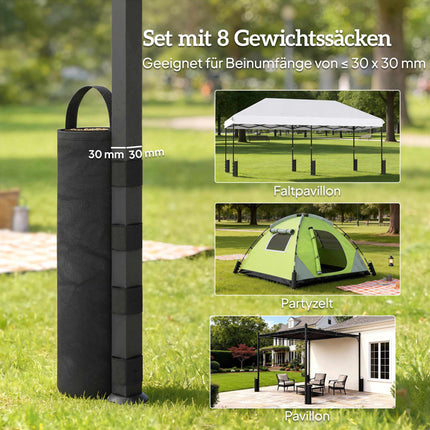 Canopy Weight Bags, 8-Pack, 600D Oxford, No Sand, Black