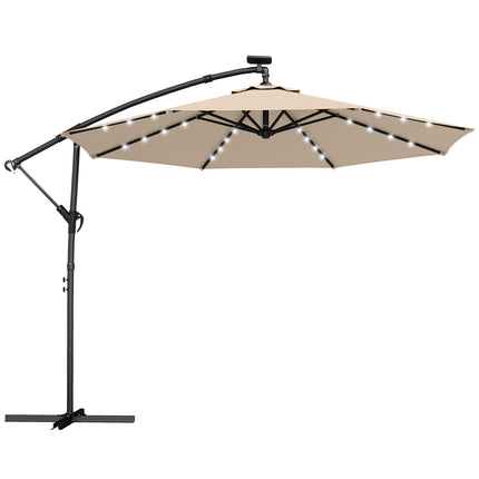 Cantilever Patio Umbrella with LED, 3x3m, Beige