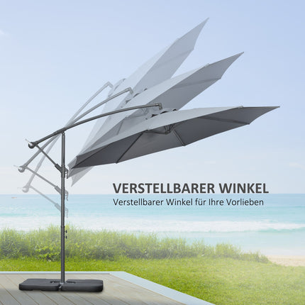 Cantilever Umbrella 2.92M steel, dark grey, wind resistant cover