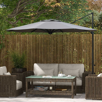 Cantilever 3m tilting parasol, rotating garden umbrella