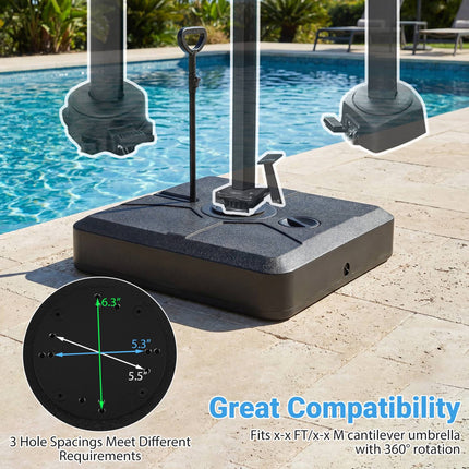 Cantilever Umbrella Base with Wheels, 330 lb Fill, Black